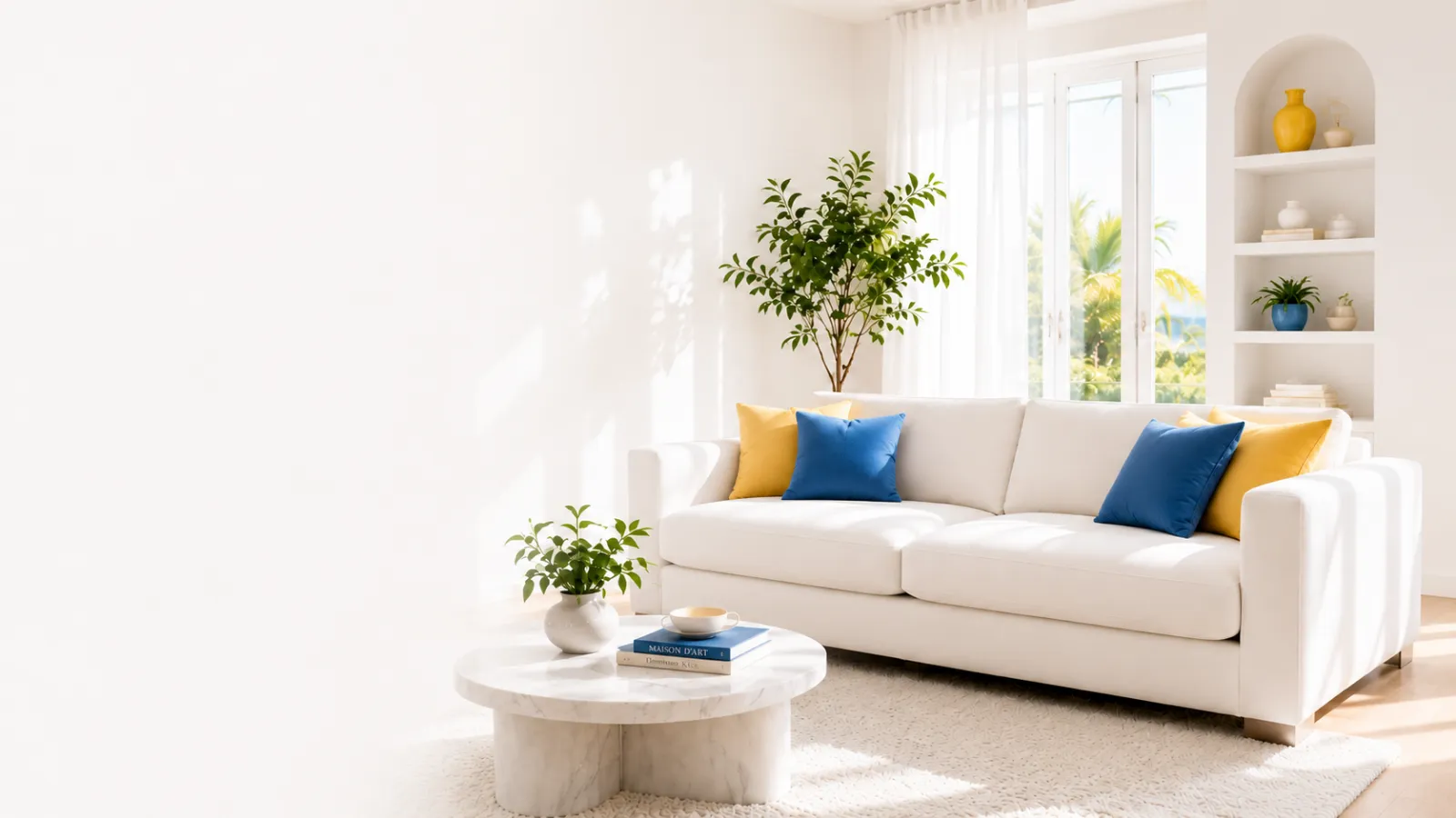 Ambiente residencial com sofá limpo e bem cuidado